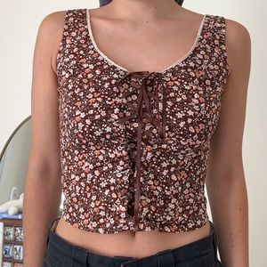Vintage American Rag Brown Floral Corset Top